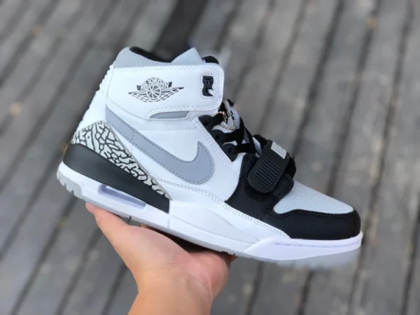 aj312 белые, черные, серые высокие баскетбольные кроссовки Air Jordan Legacy 312, белые, черные, серые, высокие, цементные, AV3922-201