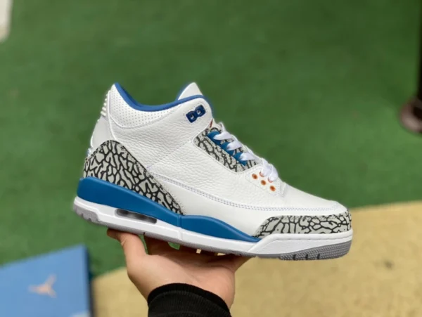 aj3 белый синий золотой настоящий синий Air Jordan 3 Retro Wizards платиновый синий Wizards Burst Pattern ct8532-148