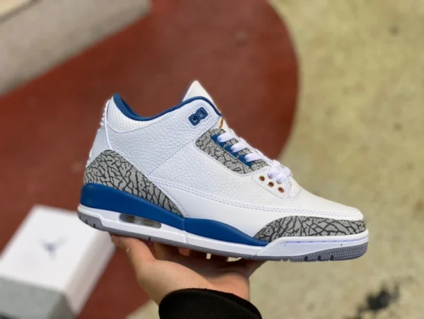 aj3 White and Blue Wizards новая версия Air Jordan 3 Retro Wizards Platinum Blue Wizards с узором ct8532-148