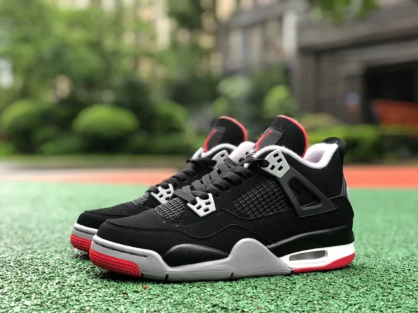 aj4 черно-красная оригинальная женская модель реальный снимок Air Jordan 4 Bred AJ4 черно-красная 19 реплика 408452-308497-060