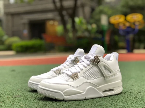 aj4 серебристая высококачественная версия Air Jordan 4 Pure Money AJ4 Joe 4 серебристая чисто-белая белая кошка 308497-100