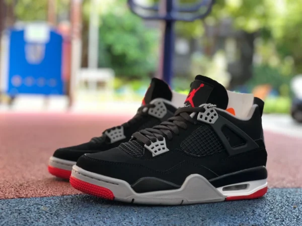 aj4 черный и красный чистый оригинал Air Jordan 4 Bred AJ4 черный и красный быки 19 лет с повторной гравировкой 308497-060