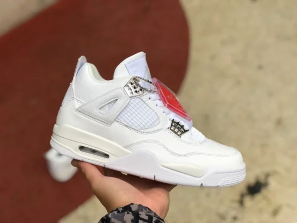 aj4 серебристая экономичная версия Air Jordan 4 Pure Money AJ4 Jordan 4 серебристая чисто-белая белая кошка 308497-100