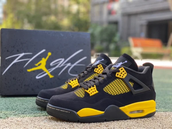 aj4 черный и желтый Thunder pure оригинальные баскетбольные кроссовки Air Jordan 4 Thunder Mid AJ4 черный и желтый Thunder DH6927-017