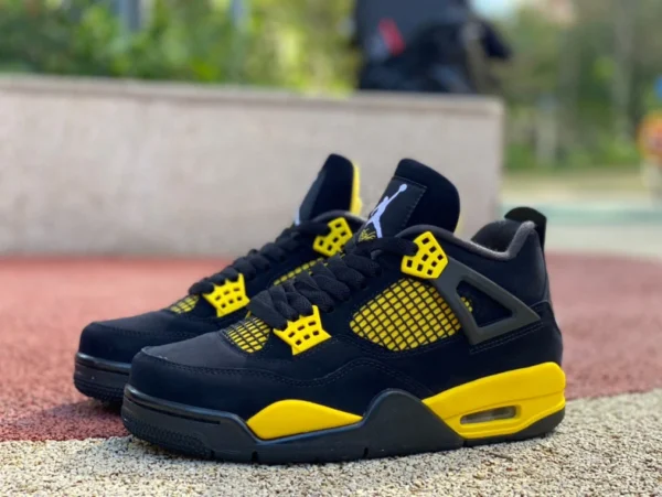 aj4 черно-желтые баскетбольные кроссовки Thunder Air Jordan 4 Thunder Mid AJ4 черно-желтые реплики Thunder God DH6927-017