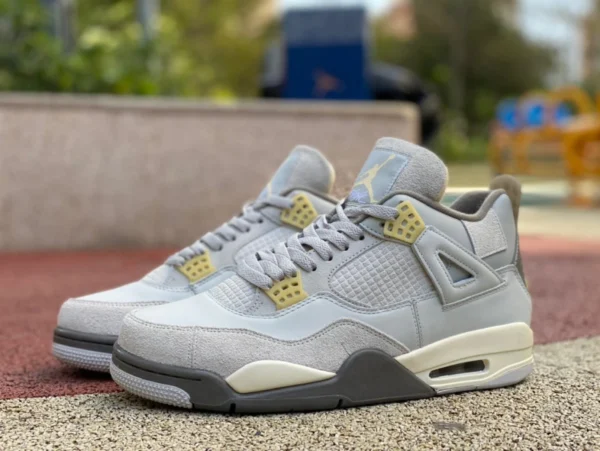 aj4 серый кролик первый слой кожи Air Jordan 4 SE Craft AJ4 серо-зеленые замшевые баскетбольные кроссовки в стиле ретро DV3742-DV2262-021