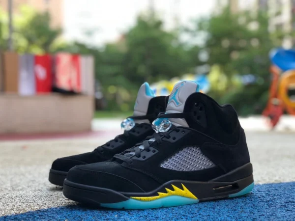 aj5 черно-желто-синие баскетбольные кроссовки Air Jordan 5 Aqua черно-желто-синие DD0587-047