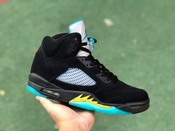 aj5 черный и желтый синий чистый оригинальный Air Jordan 5 Aqua черный и желтый синий баскетбольные кроссовки DD0587-047