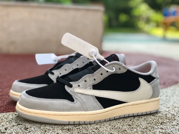 низкие кеды aj1 barb серо-черные Travis Scott x Nike Air Jordan 1 Low Низкие кроссовки AJ1 Joint TS Joint barb DM7866-010