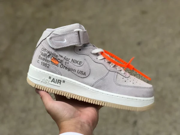 AF1 серая замша средней высоты ow NIKE AIR Force 1 X Ow совместная модель замша серая Air Force 1 CW2255-100