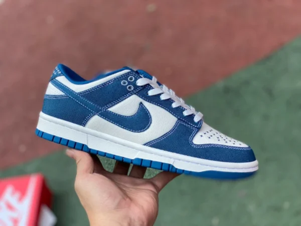 синие нескользящие износостойкие низкие кроссовки Nike Dunk Low Retro SE индустриального синего цвета Dunk Denim DV0834-101