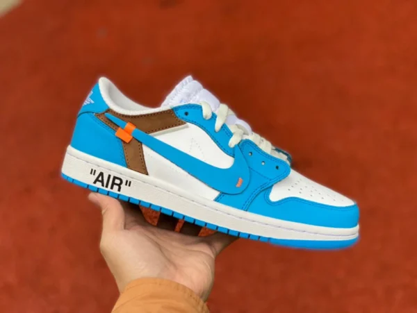 aj1ow North Carolina синий низкий Air Jordan 1 x OFF-WHITE AJ1 OW шарнир North Carolina синий низкий верх синий шарнир AQ0818-148