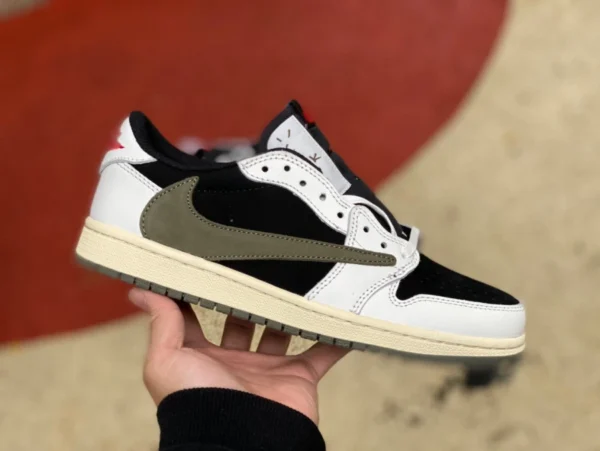 aj1 barb low top оливково-зеленый экономичный вариант из первого слоя кожи Travis Scott x Air Jordan 1 Low OG WMNS «Olive» DZ4137-10