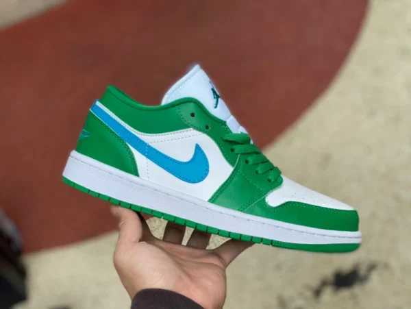 aj1 белый зеленый синий крючок Air Jordan 1 Low AJ1 белый зеленый синий Lucky Green низкие баскетбольные кроссовки в стиле ретро DC0774-304