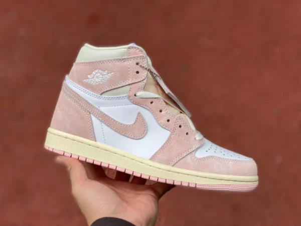 aj1 Выбеленный белый порошок Air Jordan 1 с высокими кедами "Washed Pink" AJ1 Вымытый розовый белый FD2596-600