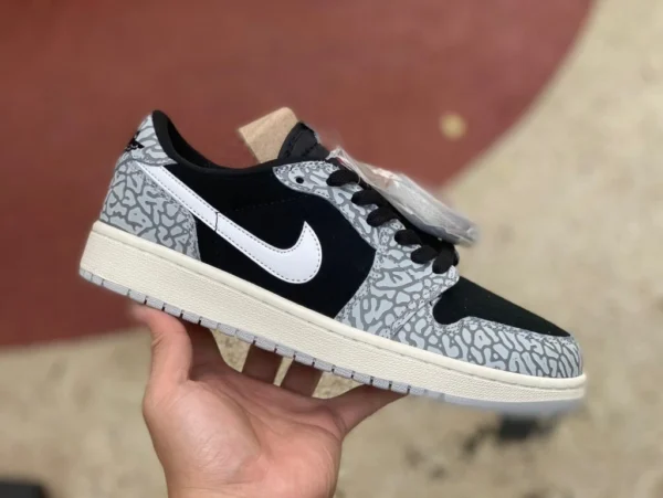 aj1 с узором «слон» низкий Air Jordan 1 Low OG Black Cement low top cz0790-001