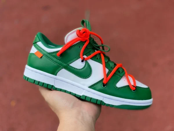 Бело-зеленые низкие кеды Dunko Joint Nike Dunk SB x Off-White OW с ремешком CT0856-100