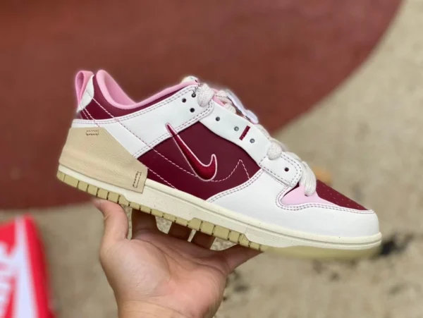 Кроссовки Dunk Disrupt2 Valentine's Day Nike Dunk Low Disrupt 2, бело-красные низкие кеды ко Дню святого Валентина FD4617-667