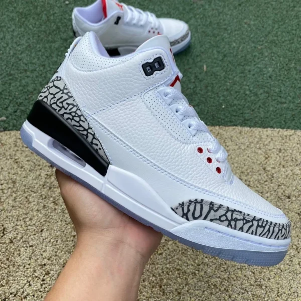 aj3 линия свободного броска первый слой кожи Air Jordan 3 Retro AJ3 белый цемент синий кристалл низ 923096-101