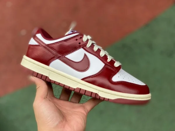 Dunk бело-красный ретро Nike Dunk Low PRM "Team Red''and White противоскользящие износостойкие низкие кроссовки женские красно-белые FJ4555-1