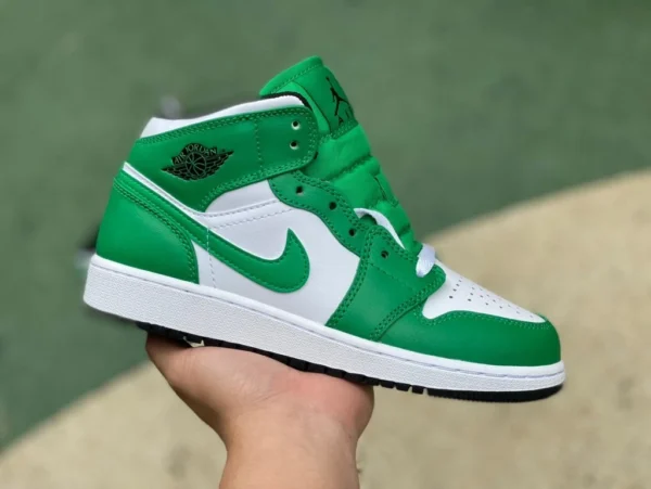 aj1mid бело-зеленые баскетбольные кроссовки Air Jordan 1 Mid AJ1 бело-зеленые со средней посадкой в стиле ретро DQ8423-301