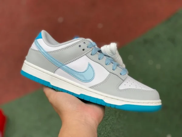 Бело-синие кроссовки Nike Dunk Low 520 бело-синие с низким берцем в стиле ретро FN3433-141