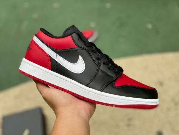 aj1 черный красный белый крючок low Air Jordan 1 Alternate Bred Toe AJ1 Low черный красный 553558-066