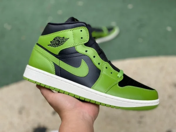 aj1mid черный зеленый Air Jordan 1 Mid "Green Black" ретро баскетбольные кроссовки черный зеленый BQ6472-031