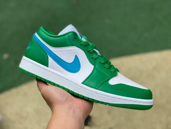 aj1 белый зеленый синий low pure оригинальные Air Jordan 1 Low AJ1 белый зеленый синий ретро повседневные низкие кеды DC0774-304