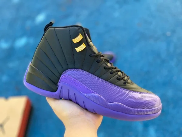 aj12 черные фиолетовые высокие кроссовки Air Jordan 12 Black/Field Purple-Metallic Gold-Taxi black Purple CT8013-