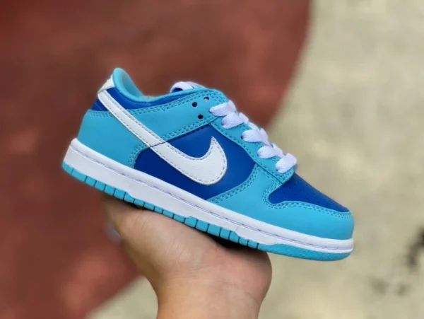 Dunk бело-синяя детская обувь Mengbao Nike Dunk Low Retro QS Nike синие детские повседневные кроссовки в стиле ретро DV2635-400