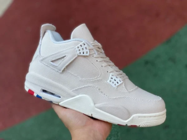 белоснежные парусиновые кроссовки Air Jordan 4 Sail AJ4 кремово-белые баскетбольные кроссовки в стиле ретро DQ4909-100