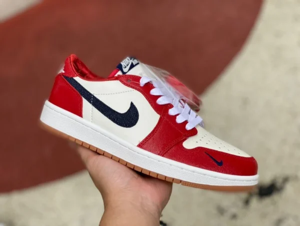 aj1 бело-красный маленький крючок Air Jordan 1 Low мужские и женские повседневные баскетбольные кроссовки с низким верхом AJ1 CZ0790-100