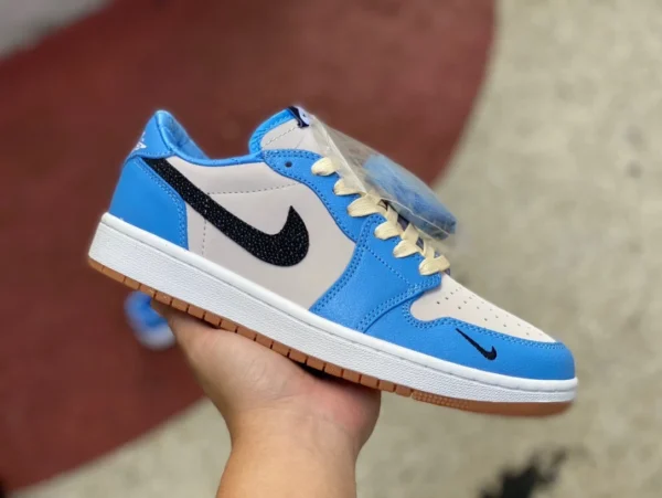 aj1 серо-синий маленький крючок низкие кроссовки Air Jordan 1 Low OG Bleached Coral в стиле ретро CZ0790-141