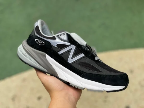 NB990v6 Черно-серо-белые повседневные кроссовки New Balance M990V6 American Presidential Retro для мужчин и женщин со светоотражающими элементами M990BK6