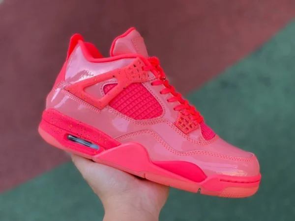 aj4 розовая лакированная кожа Air Jordan 4 Hot Punch AJ4 Joe 4 инфракрасная лакированная кожа с брызгами чернил AQ9128-600