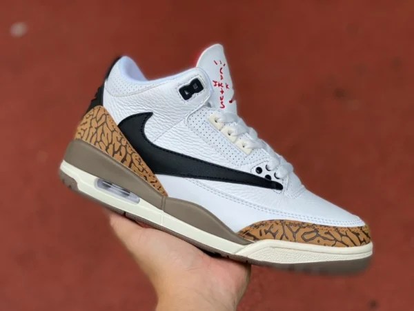 aj3 бело-коричневые зазубрины Air Jordan 3 x шарнирные зазубрины Travis Scott TS ct8532-120