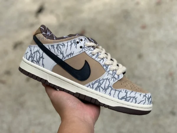 Dunk бело-коричневый цветок кешью Travis Scott x Nike SB Dunk Low TS совместный низкий кеды с цветком кешью CT5053-010