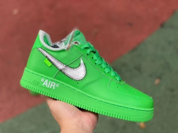 OW Air Force green, оригинальные кроссовки Nike Air Force 1 AF1 Green Art Museum Air Force OW Joint DX1419-300