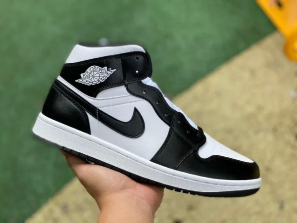 aj1mid черно-белые оригинальные баскетбольные кроссовки Air Jordan 1 Mid AJ1 черно-белые с пандой средней высоты DV0991-101