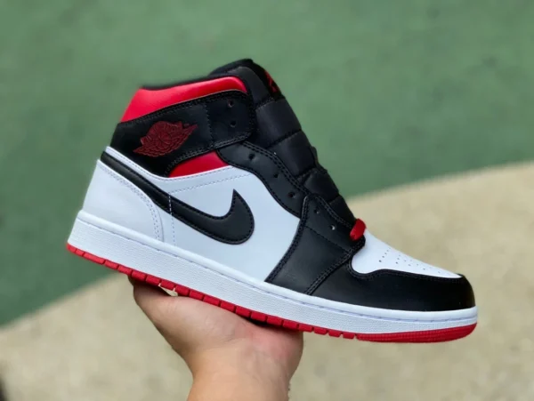 aj1mid черно-белые красные оригинальные баскетбольные кроссовки Air Jordan 1 Mid AJ1 черно-белые красные в стиле ретро DQ8426106