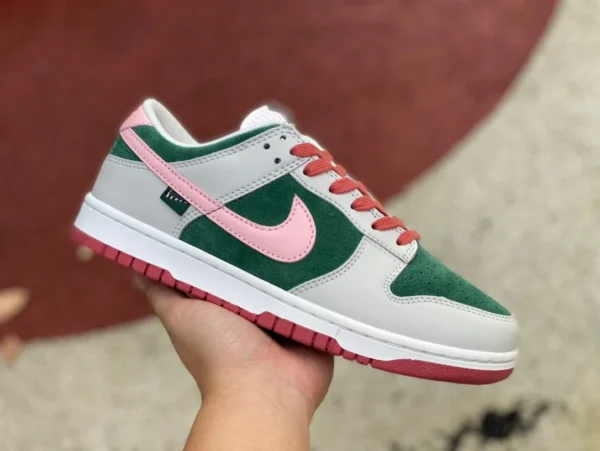 Dunk белый розовый зеленый арбуз Nike женские туфли Dunk Low белые розовые зеленые звучные розовые арбузные кроссовки в стиле ретро FN8923061