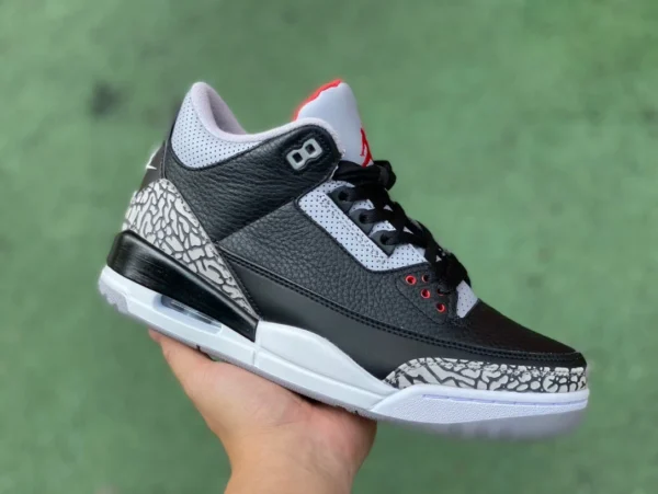 Оригинальные баскетбольные кроссовки Air Jordan 3 AJ3 Black цементного цвета с кракле черного цвета 854262001001