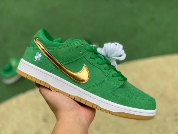 Dunk Green Gold Hook s2 Чистая оригинальная мужская и женская обувь Nike Dunk Low Низкие кроссовки с четырехлистным клевером и зеленым золотым крючком BQ6817303