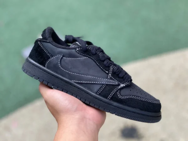 Детская обувь aj1 Barb Low Black Cat Mengbao Travis Scott x Air Jordan 1 Low OG Black Phantom Barb 50