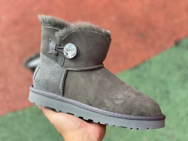 UGG Short Grey Diamond UGG Bailey Mini Bailey Button 11 Короткие зимние ботинки из овчины и бархата