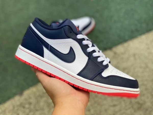 Aj1 темно-синие низкие оригинальные баскетбольные кроссовки NIKE AIR JORDAN 1 LOW с низким берцем в стиле ретро темно-синие 553558481