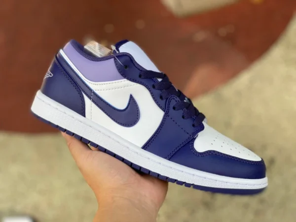 aj1 бело-фиолетовые низкие баскетбольные кроссовки Air Jordan 1 Low AJ1 бело-фиолетовые с низким берцем в стиле ретро 553558515