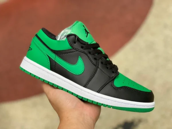 Aj1 Lucky Green Black Low Универсальные спортивные и повседневные туфли Air Jordan 1 low Lucky Green Black с низкими кедами 553558065