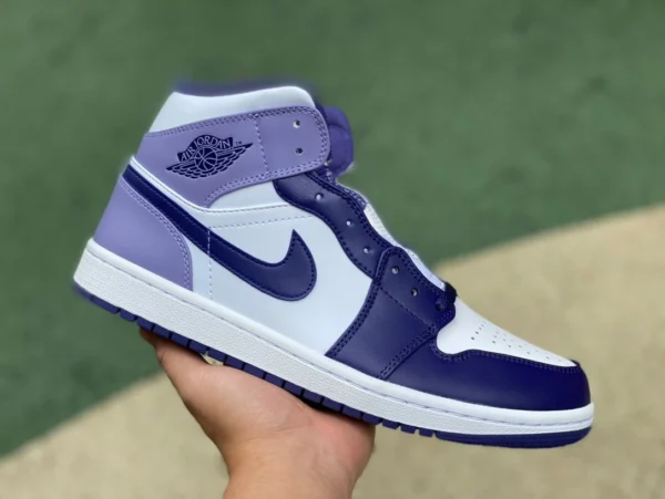 aj1mid бело-фиолетовые оригинальные кроссовки Air Jordan 1 Mid AJ1 бело-фиолетовые мужские спортивные баскетбольные кроссовки средней высоты DQ8426515